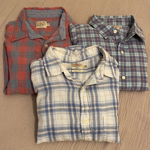Faherty Other - Faherty Men's Plaid Button Down Shirts - Blue, Red, White. Size M . Set